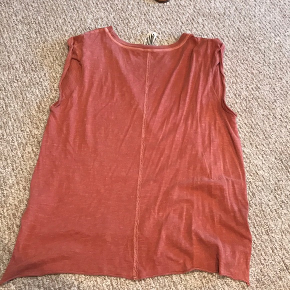Free People Burnt Orange Distressed Top - Picture 3 of 3